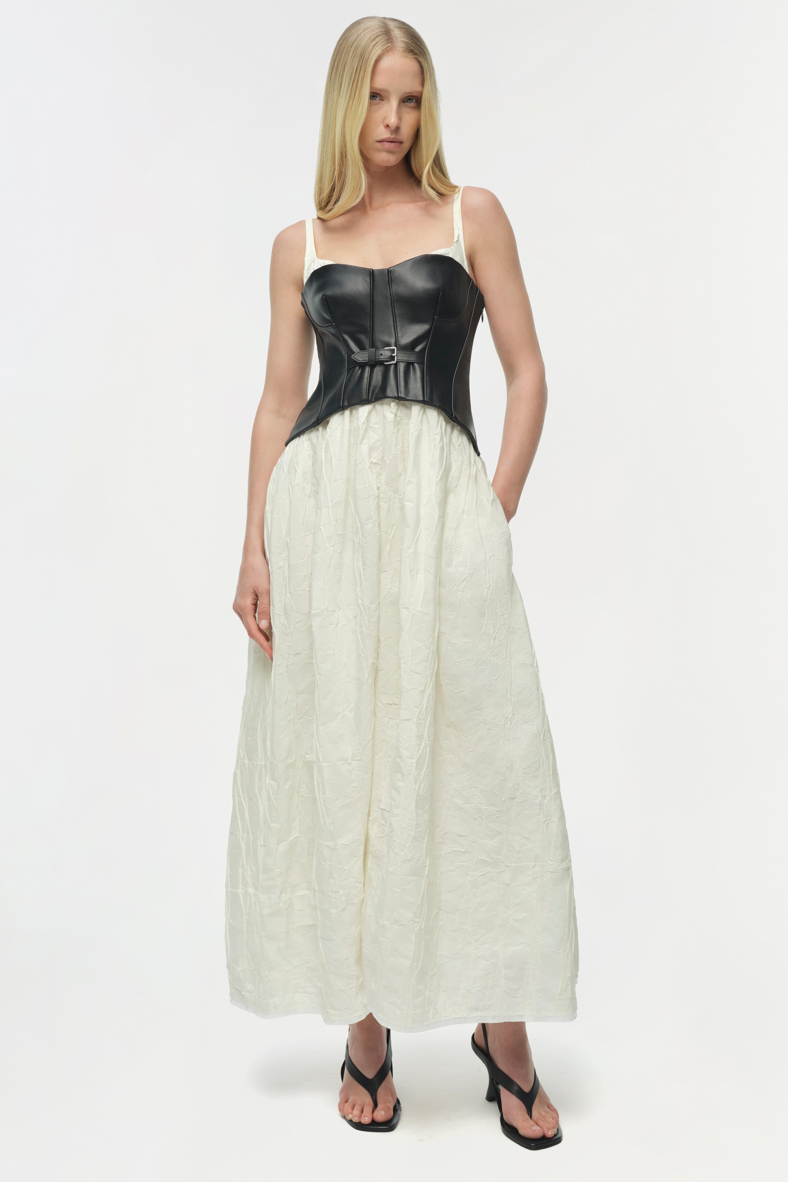 SIMKHAI Cortland Belted Bustier Midi Dress SIMKHAI Cortland Belted Bustier Midi Dress