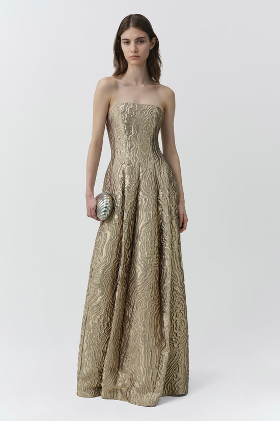 Celeste Metallic Jacquard Gown