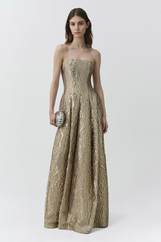 Celeste Metallic Jacquard Gown