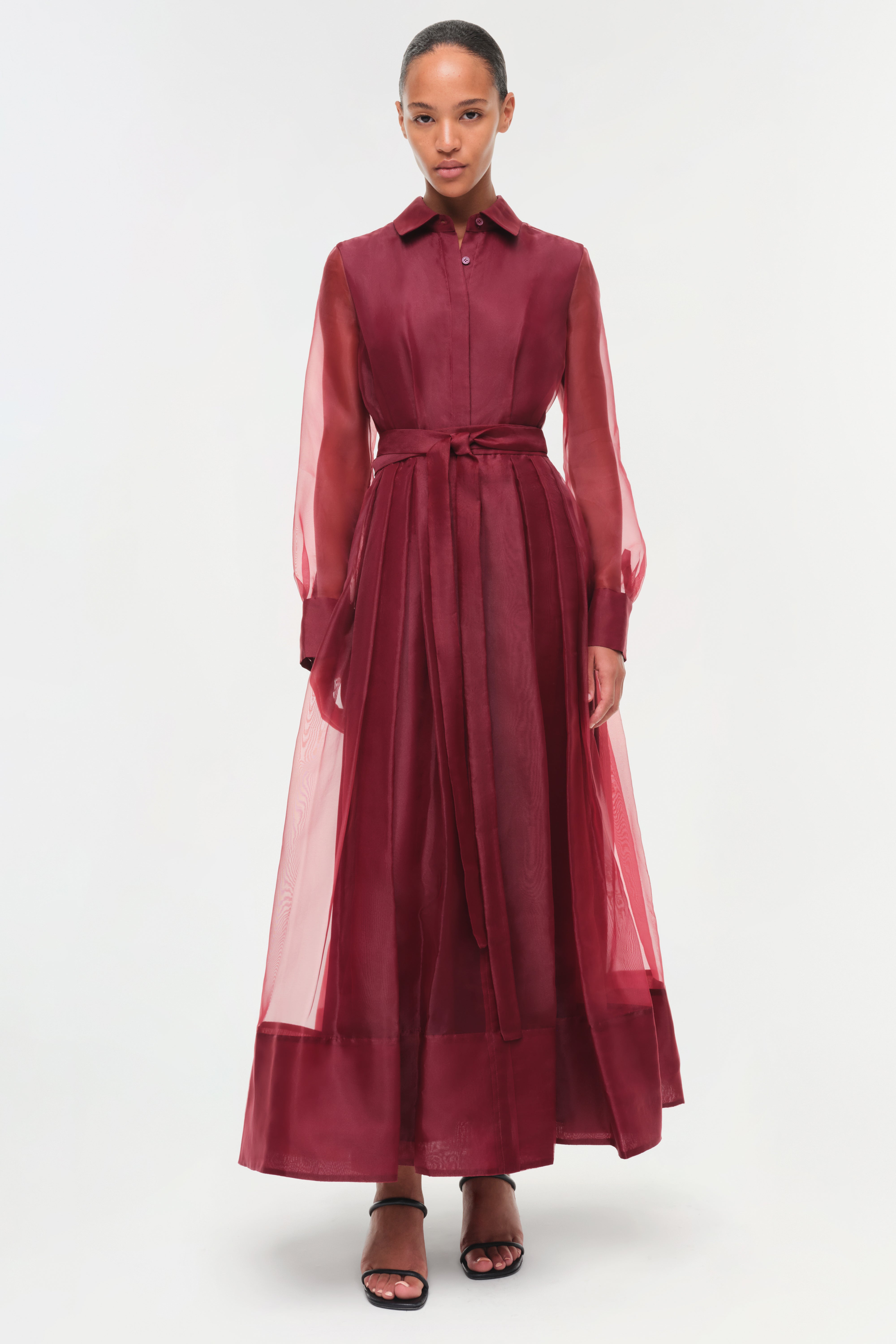 Simkhai Women's Montgomery Organza Belted Dress in Oxblood, Size 0 Simkhai Women's Montgomery Organza Belted Dress in Oxblood, Size 0