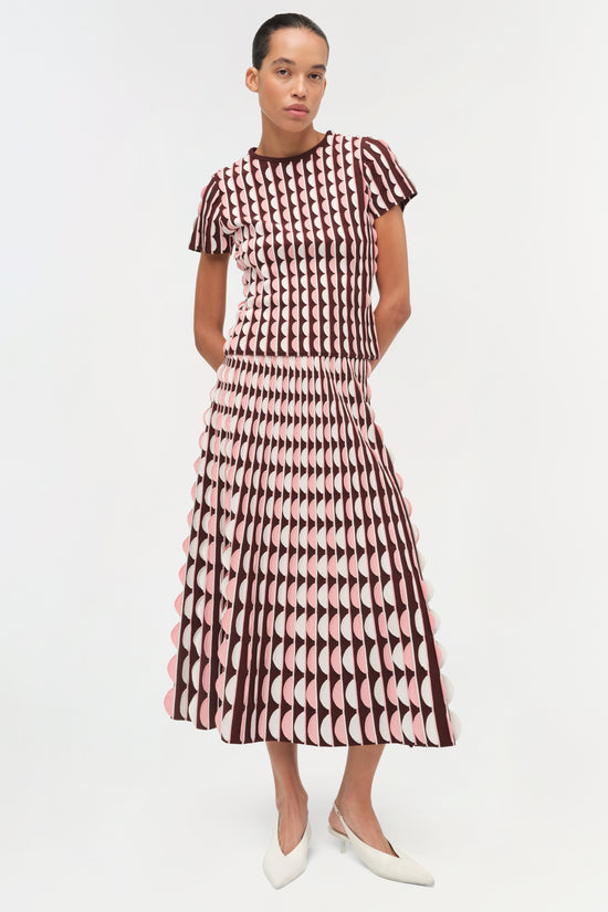 Micah Scalloped Knit Midi Skirt