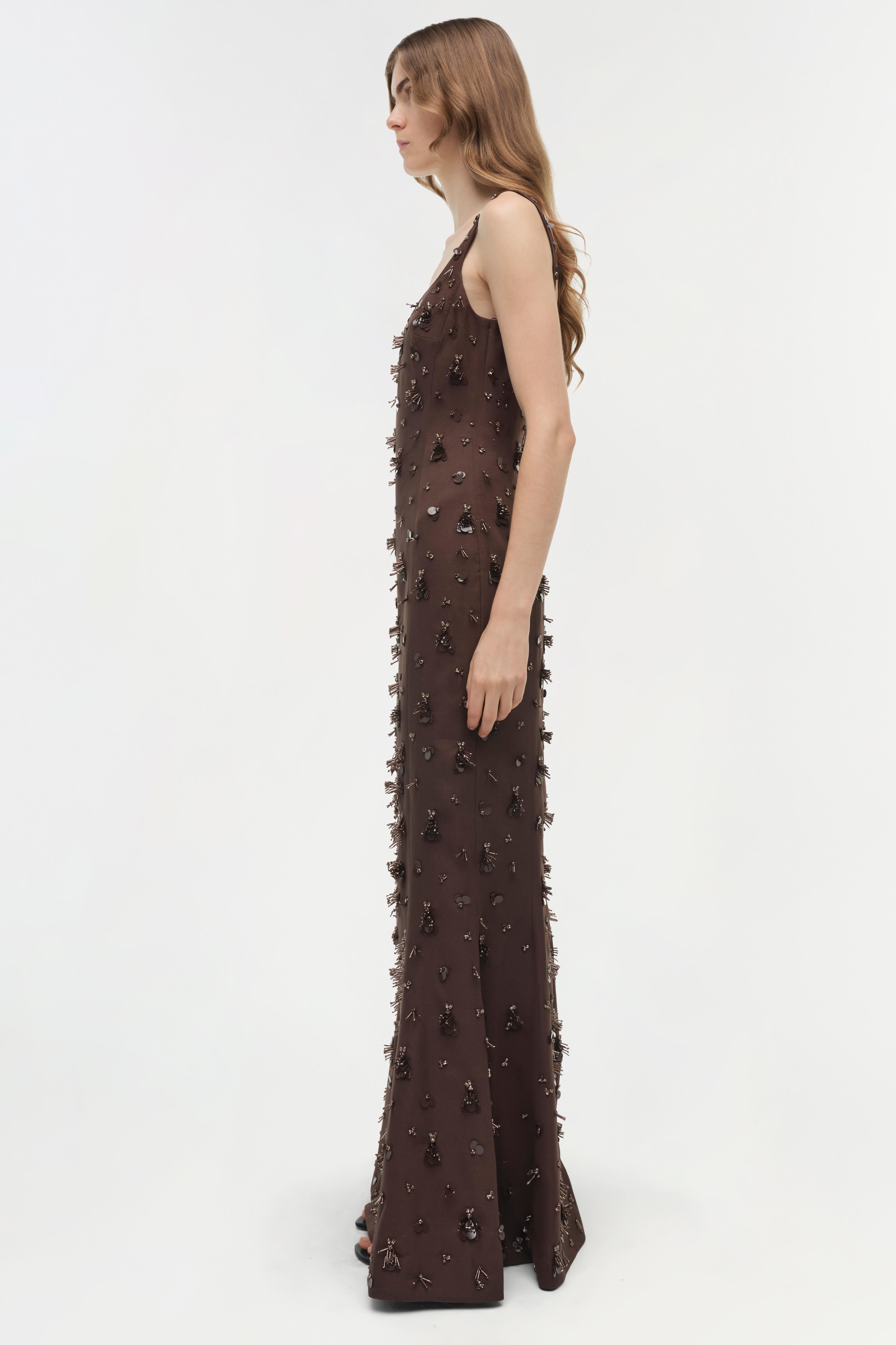 simkhai evening dress Bellamy Embellished Cape Gown SIMKHAI