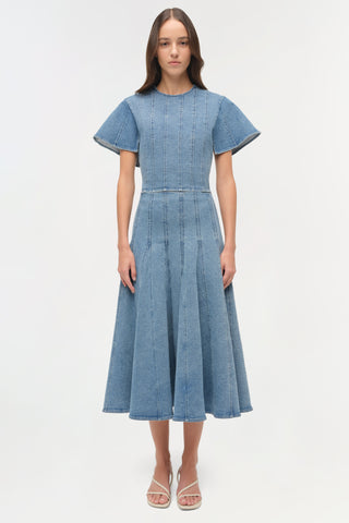 Taylan Structured Denim Midi Skirt