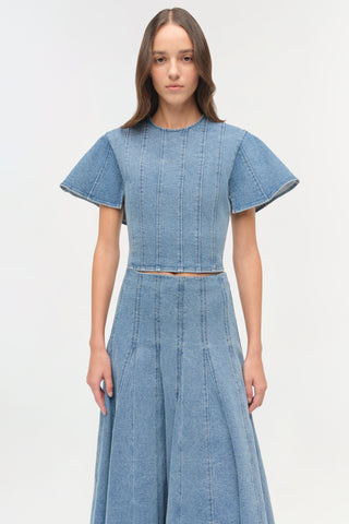 Taylan Structured Denim Midi Skirt