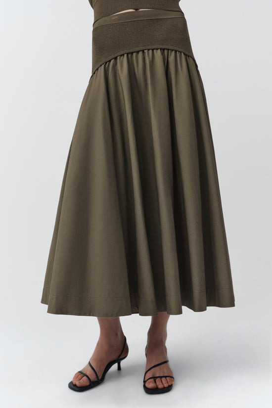 Ovie Knit Cotton Midi Skirt