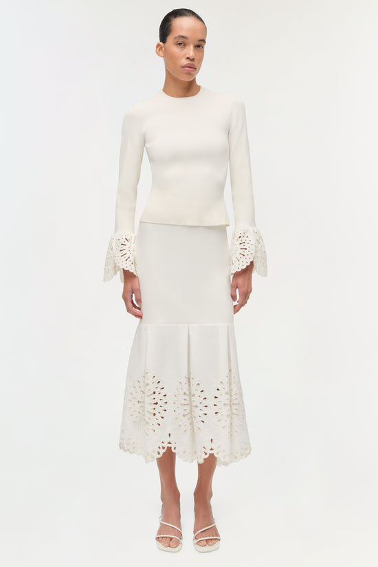 Eveletta Embroidered Knit Midi Skirt