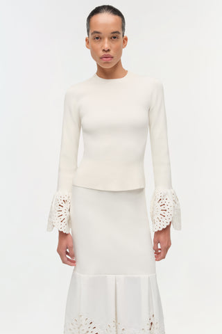 Eveletta Embroidered Knit Midi Skirt