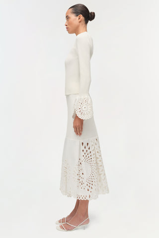 Eveletta Embroidered Knit Midi Skirt