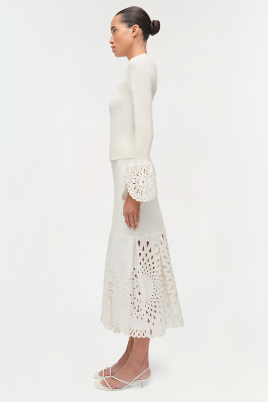 Eveletta Embroidered Knit Midi Skirt