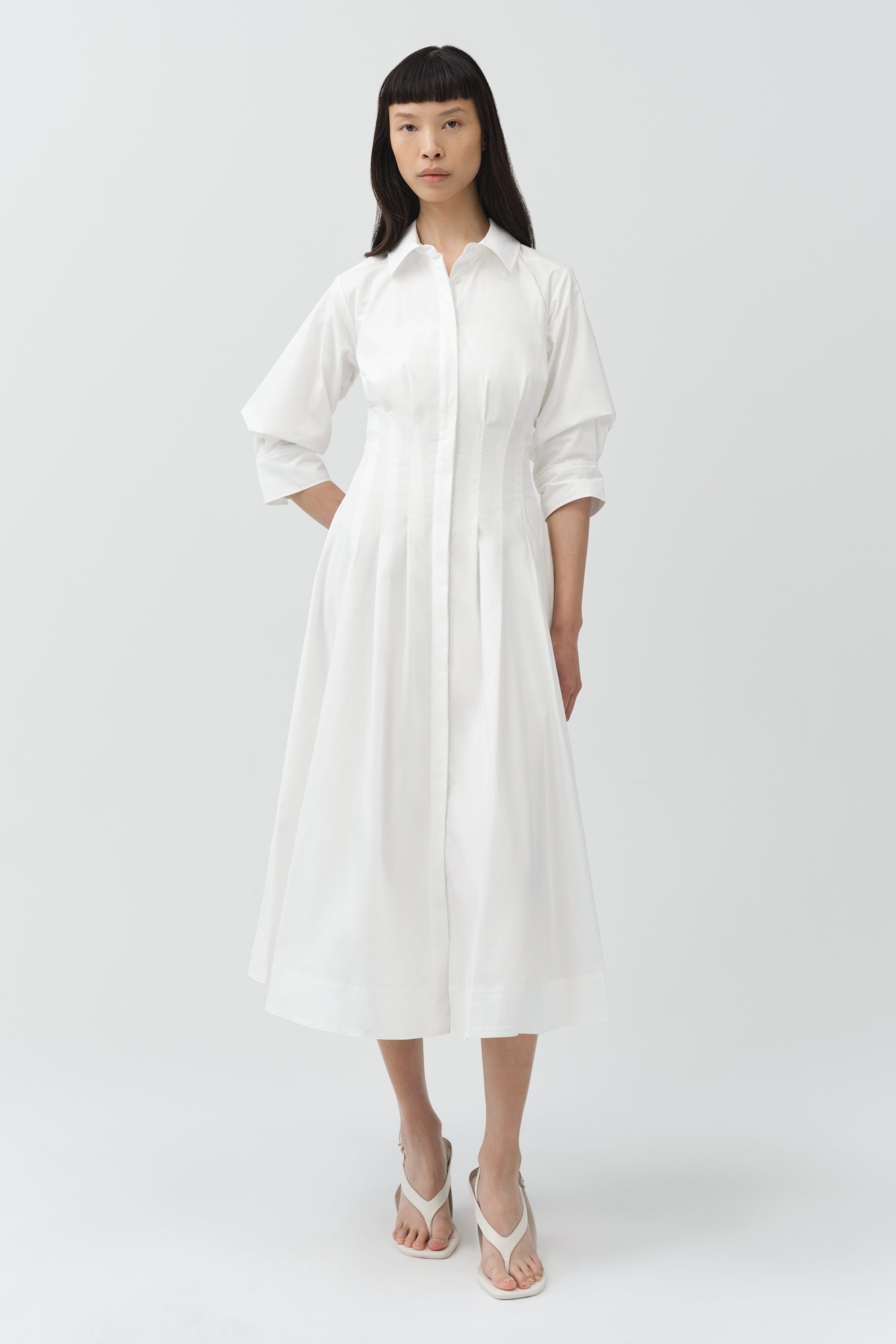 Signature Jazz Midi Shirt Dress - White Signature Jazz Midi Shirt Dress - White