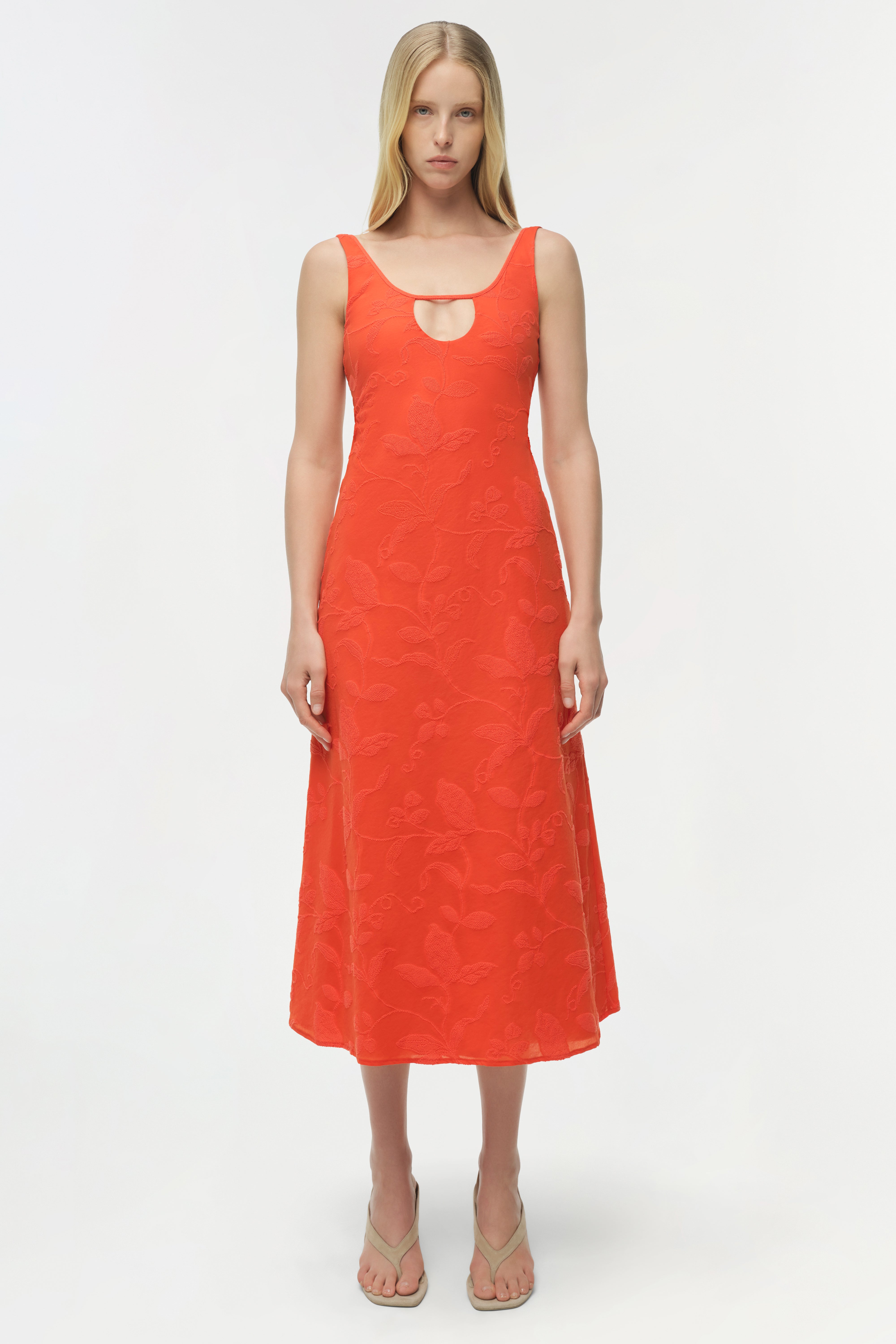 midi jacquard dress SIMKHAI Women's Rosalia Jacquard Midi Dress in Lobster, Size 00