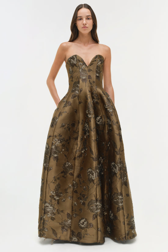 Elaria Jacquard Bustier Gown