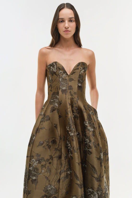 Elaria Jacquard Bustier Gown