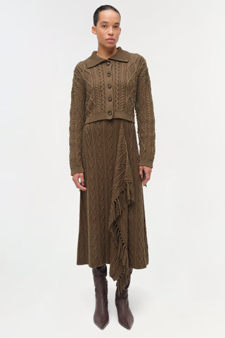 Kara Wool Fringe Midi Skirt