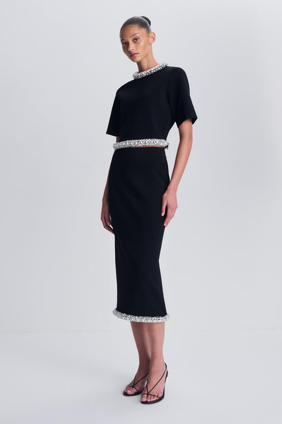 Idina Embellished Knit Midi Skirt