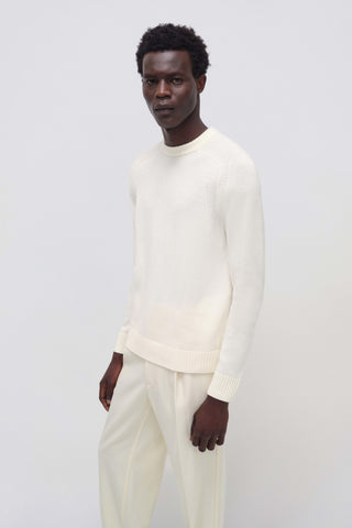 Ivory Carlton Long Sleeve Crewneck Sweater - SIMKHAI