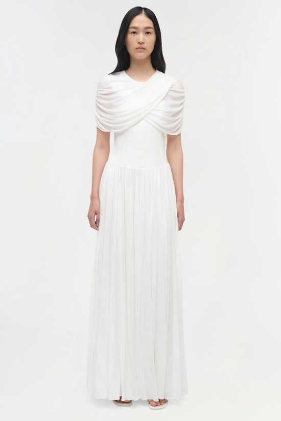 Nancie Draped Jersey Cape Maxi Dress