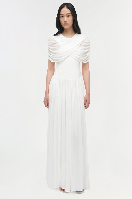 Nancie Draped Jersey Cape Maxi Dress