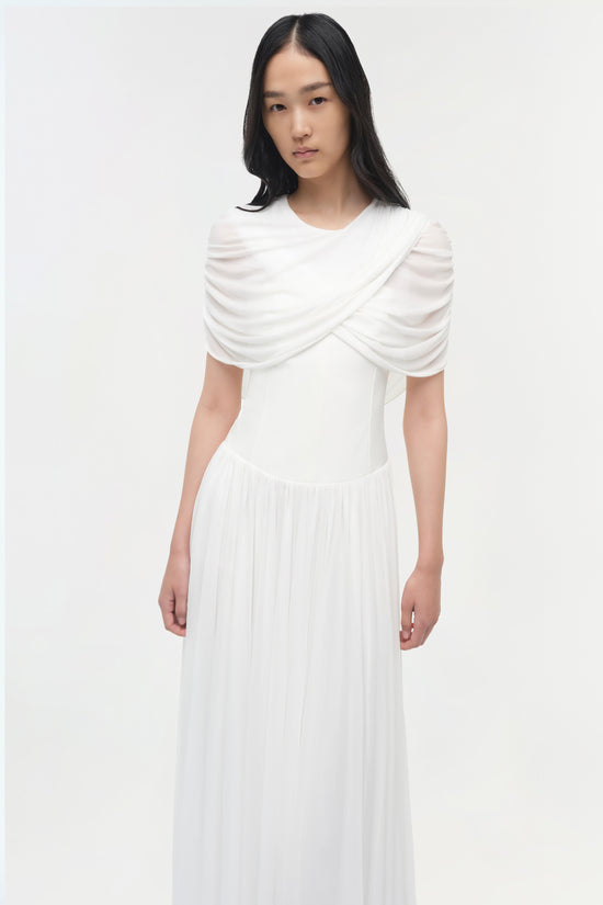 Nancie Draped Jersey Cape Maxi Dress