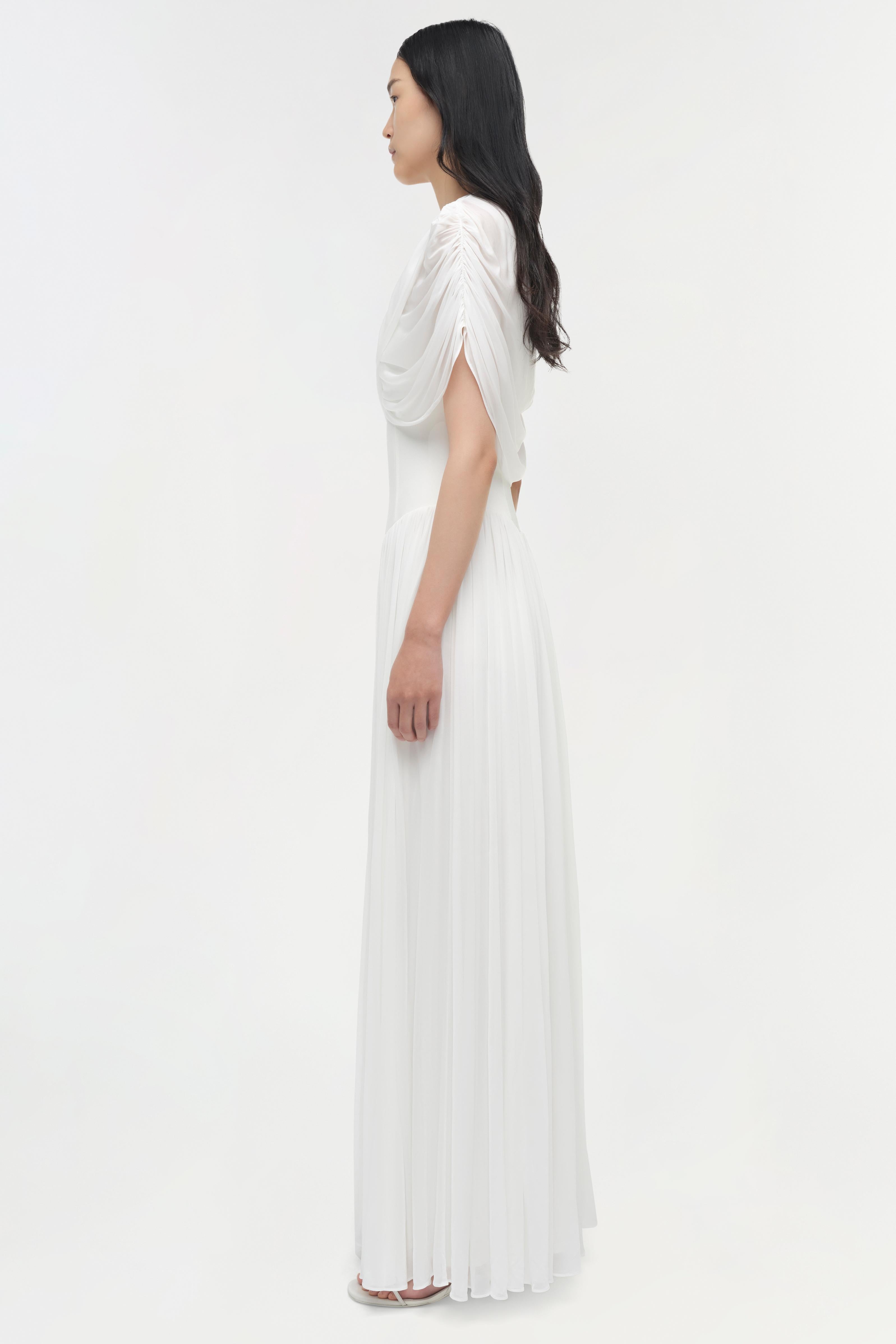 draped jersey maxi dress Ina Long Snake Eye Draped Jersey Maxi Dress