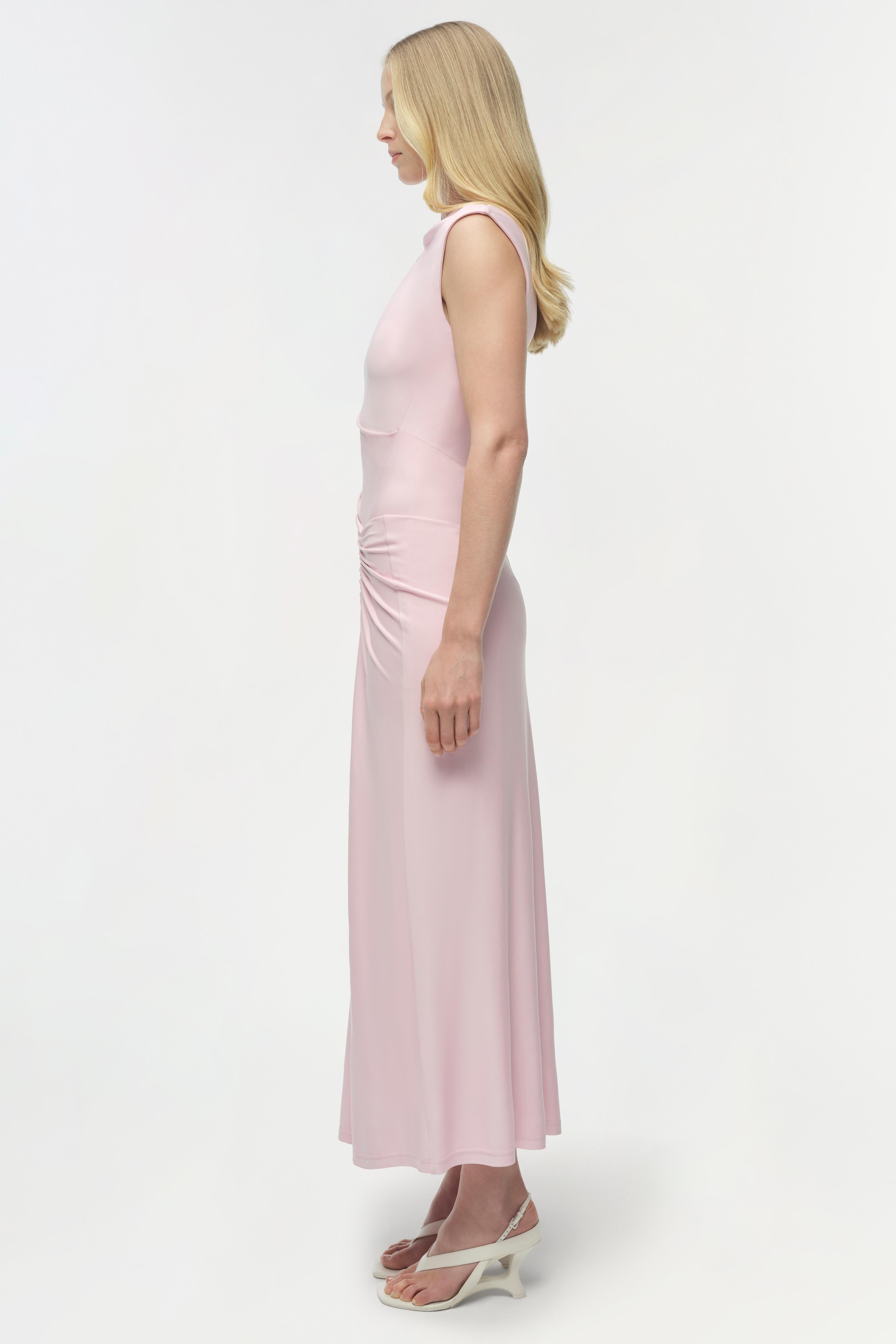 SIMKHAI Acacia Draped Jersey Midi Dress in Pink - Size S SIMKHAI Acacia Draped Jersey Midi Dress in Pink - Size S