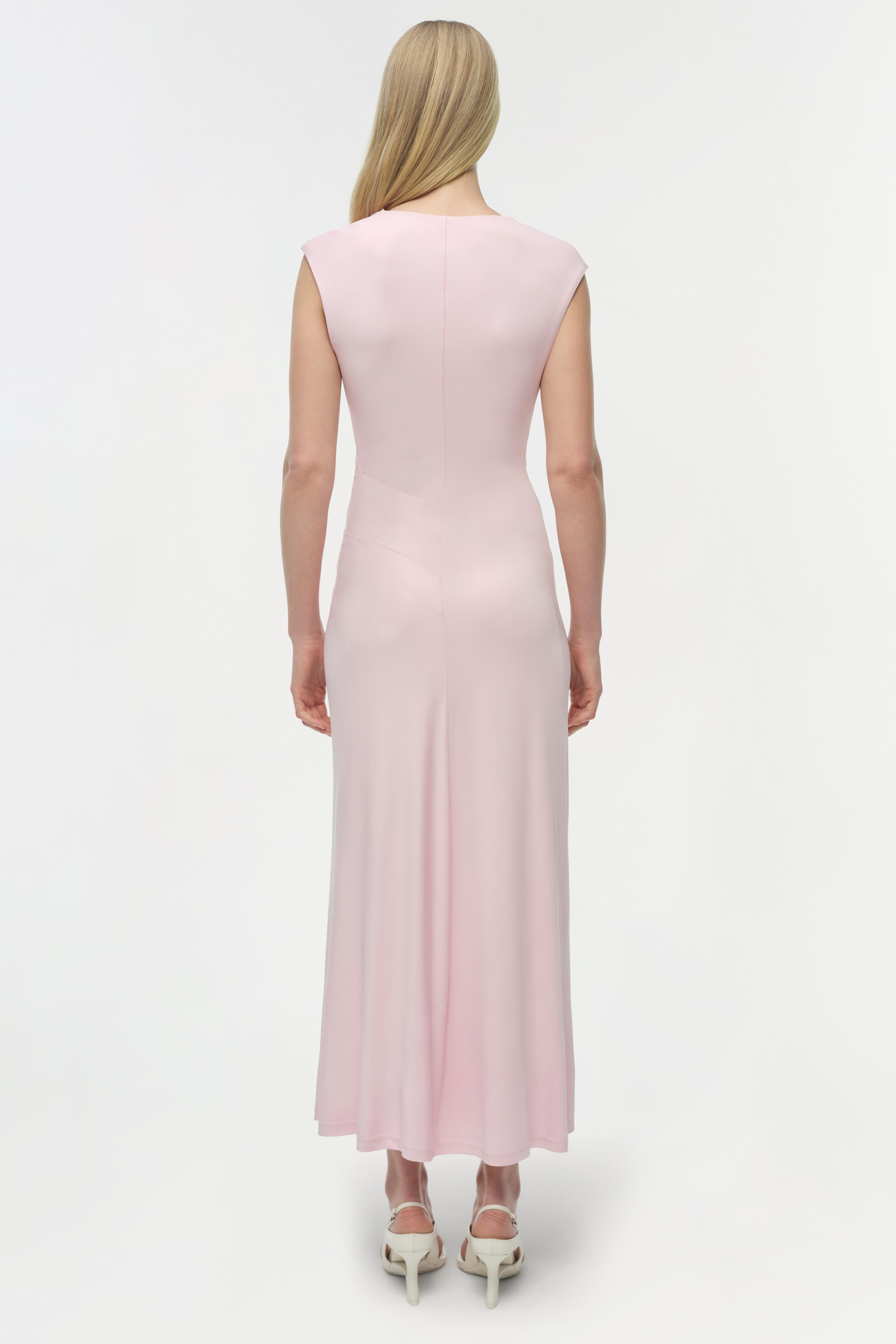 SIMKHAI Acacia Draped Jersey Midi Dress in Pink - Size S SIMKHAI Acacia Draped Jersey Midi Dress in Pink - Size S