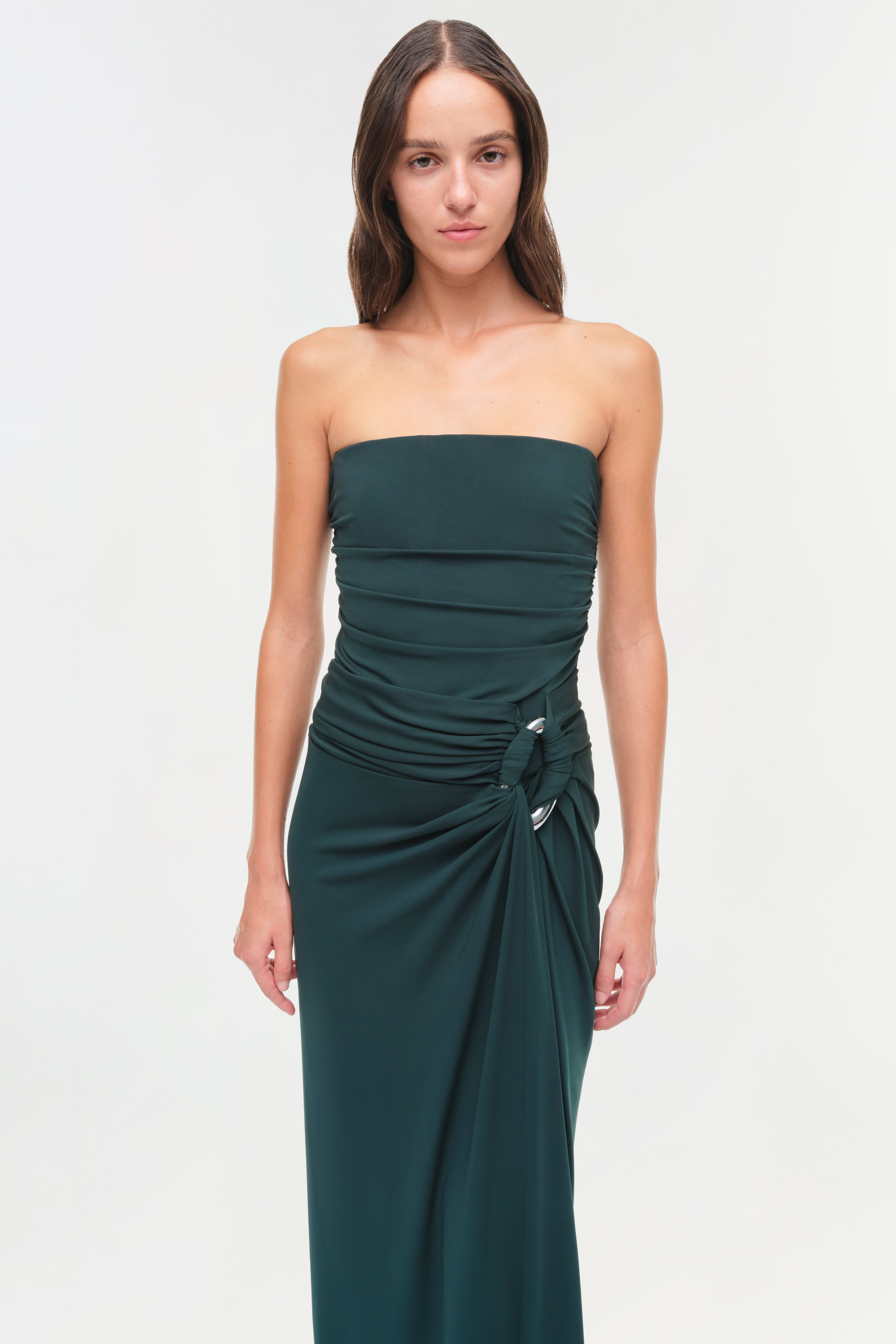SIMKHAI Women's Emma Strapless Jersey Gown in Emerald, Size 4 SIMKHAI Women's Emma Strapless Jersey Gown in Emerald, Size 4