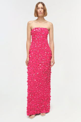 Serafina Strapless Embellished Gown