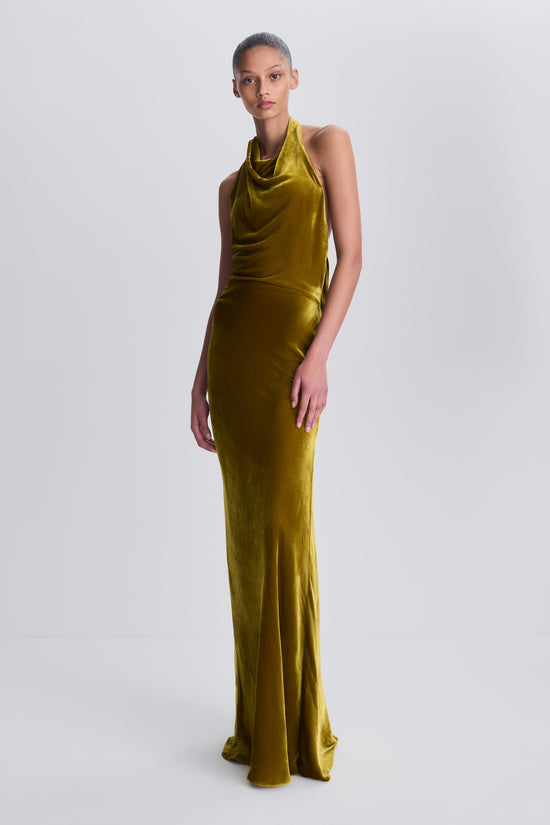 Reannon Draped Velvet Draped Gown