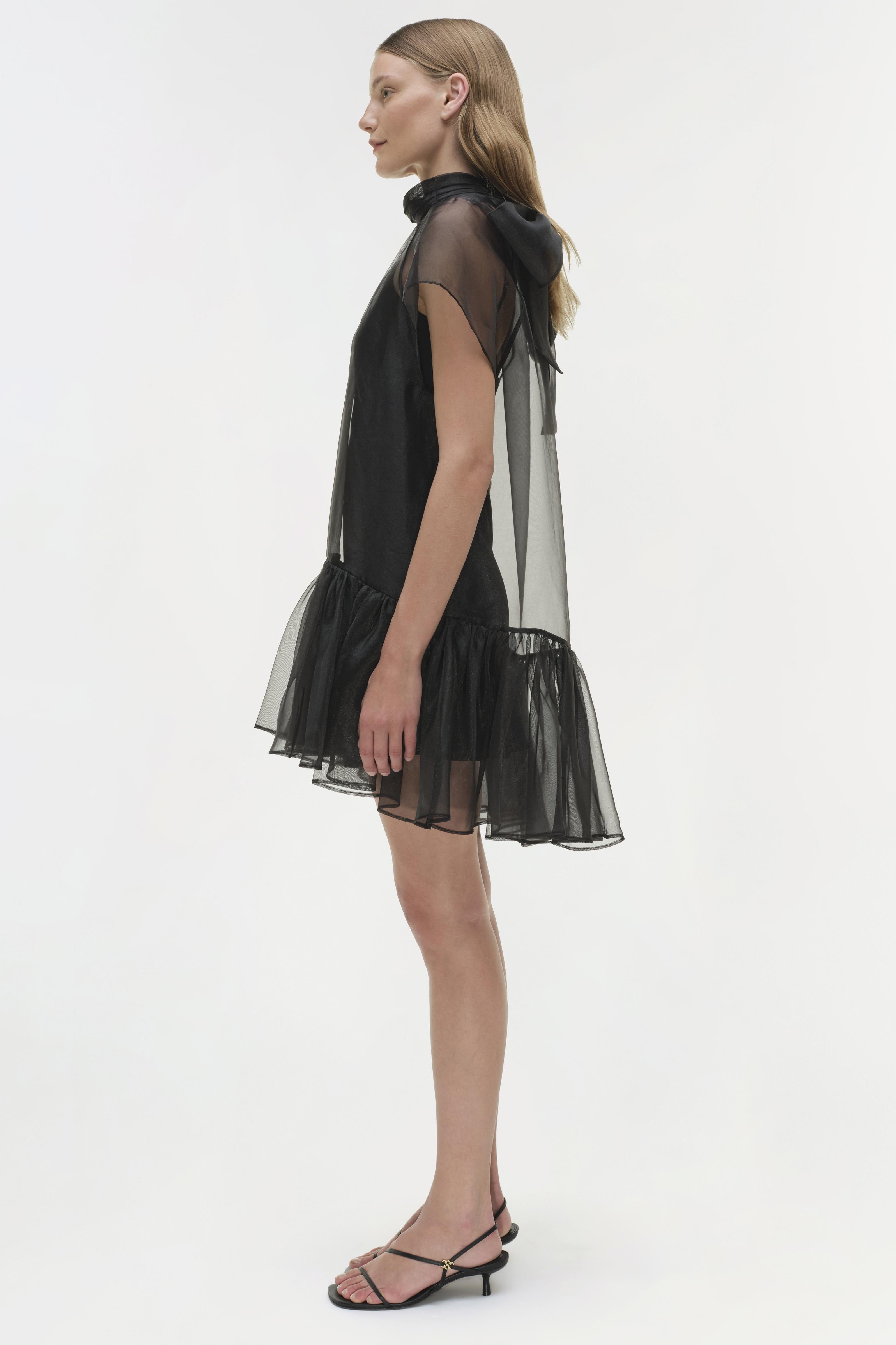 organza tiered mini dress Studded Shimmer Organza Tiered Mini Dress