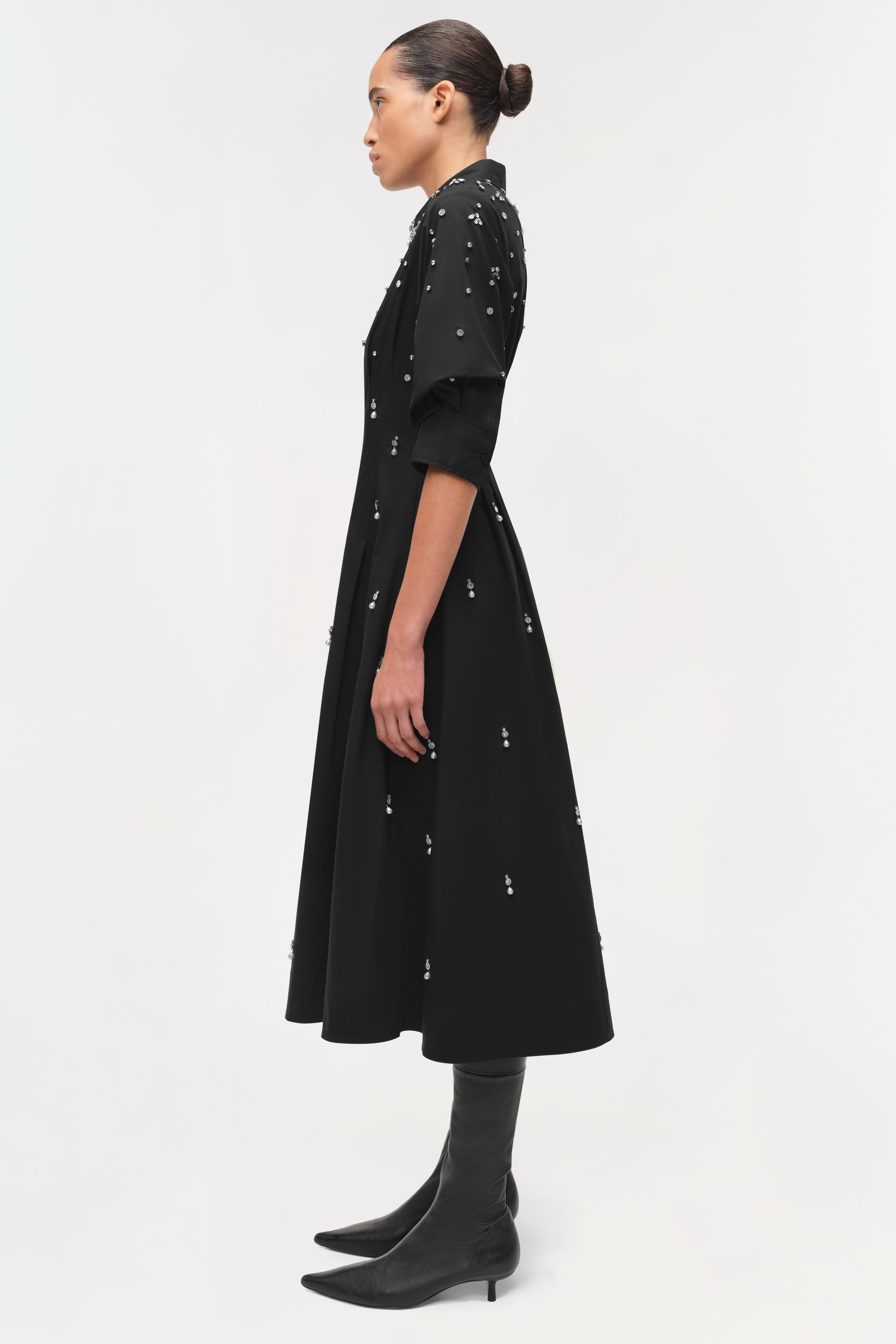 black embellished midi dress Black Embellished Midi Dress