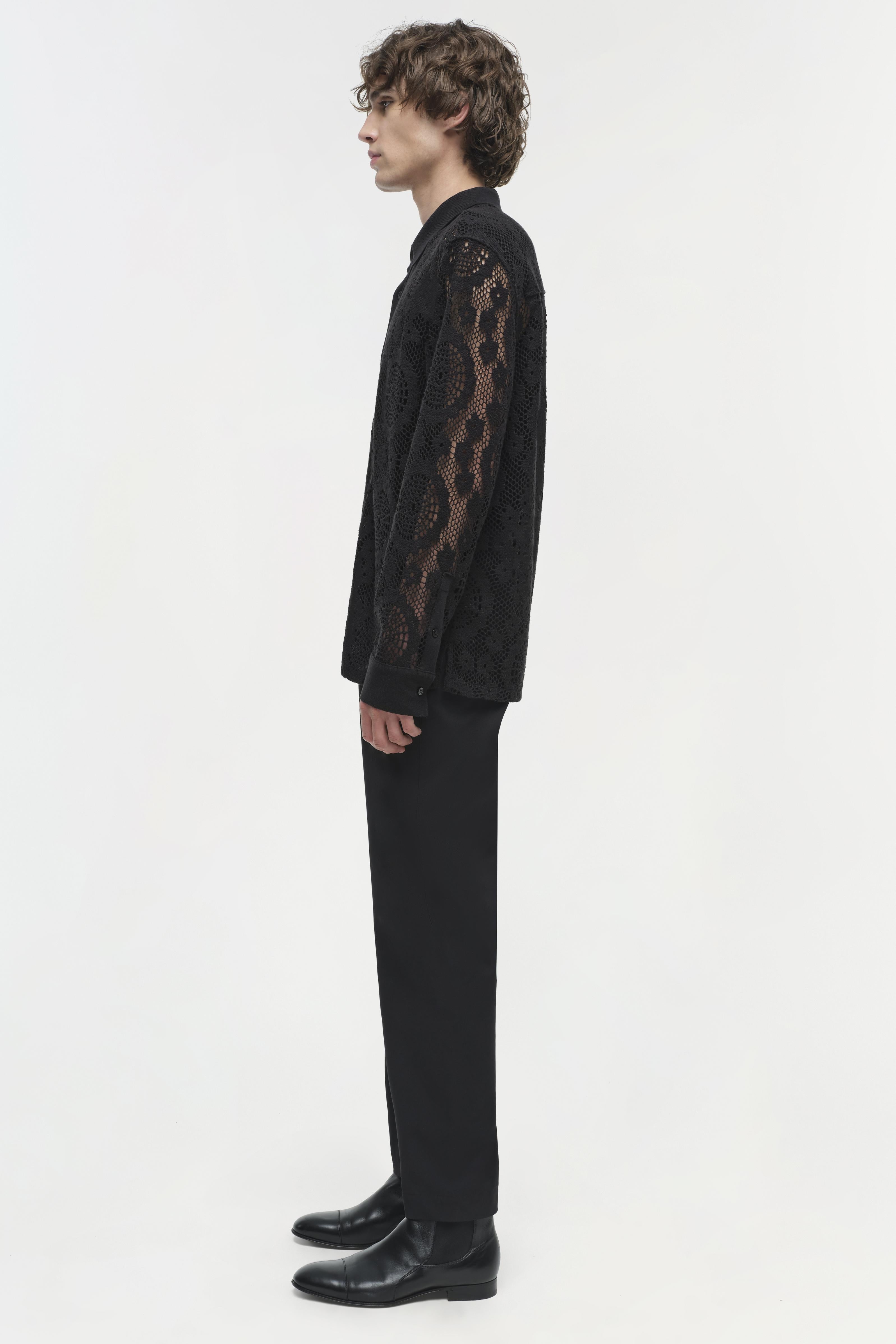 Men's Long Sleeve Lace Shirt - Black | SIMKHAI Men's Long Sleeve Lace Shirt - Black | SIMKHAI