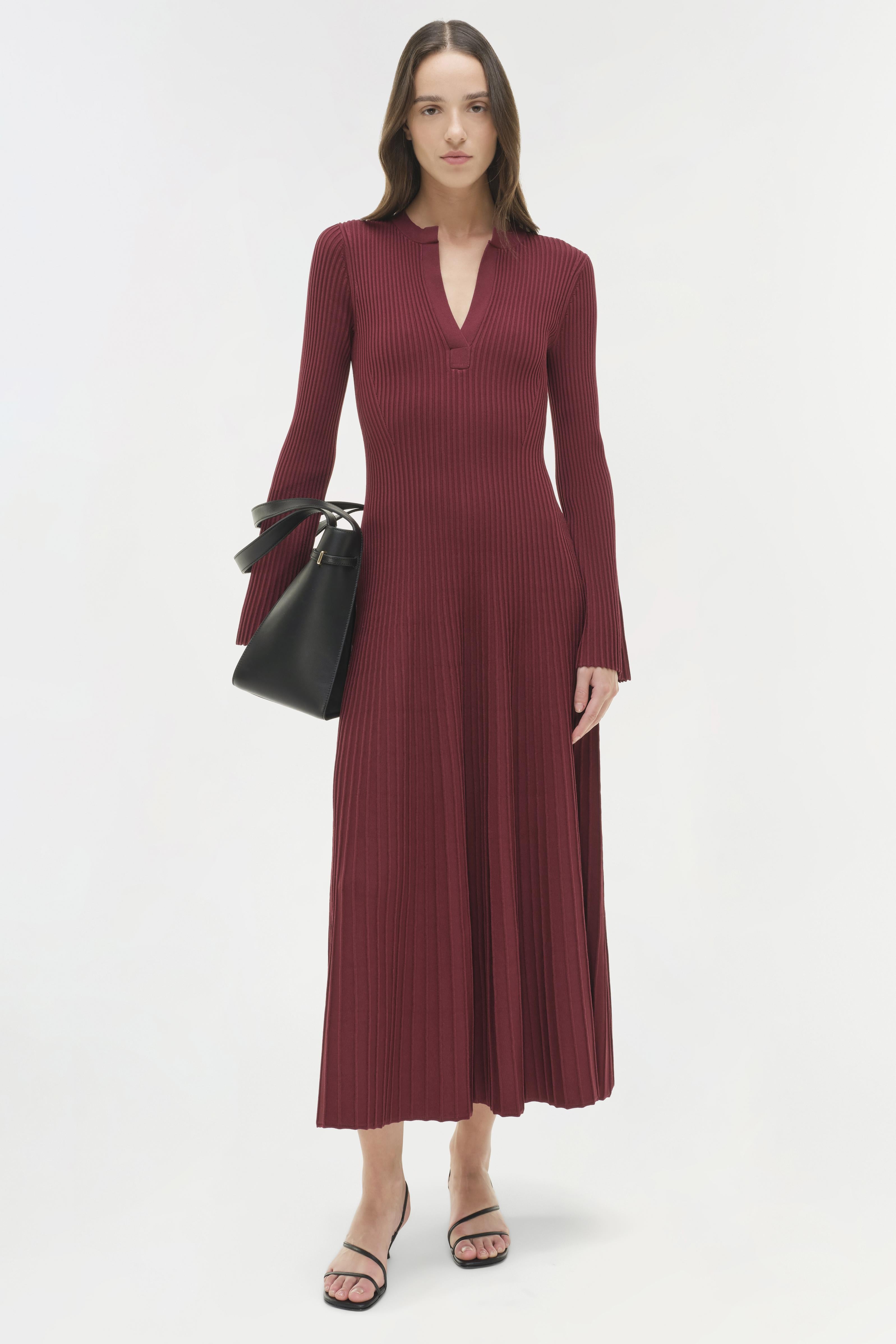 midi dress dress crinkle kombinasi knit import Genna Knit Midi Dress