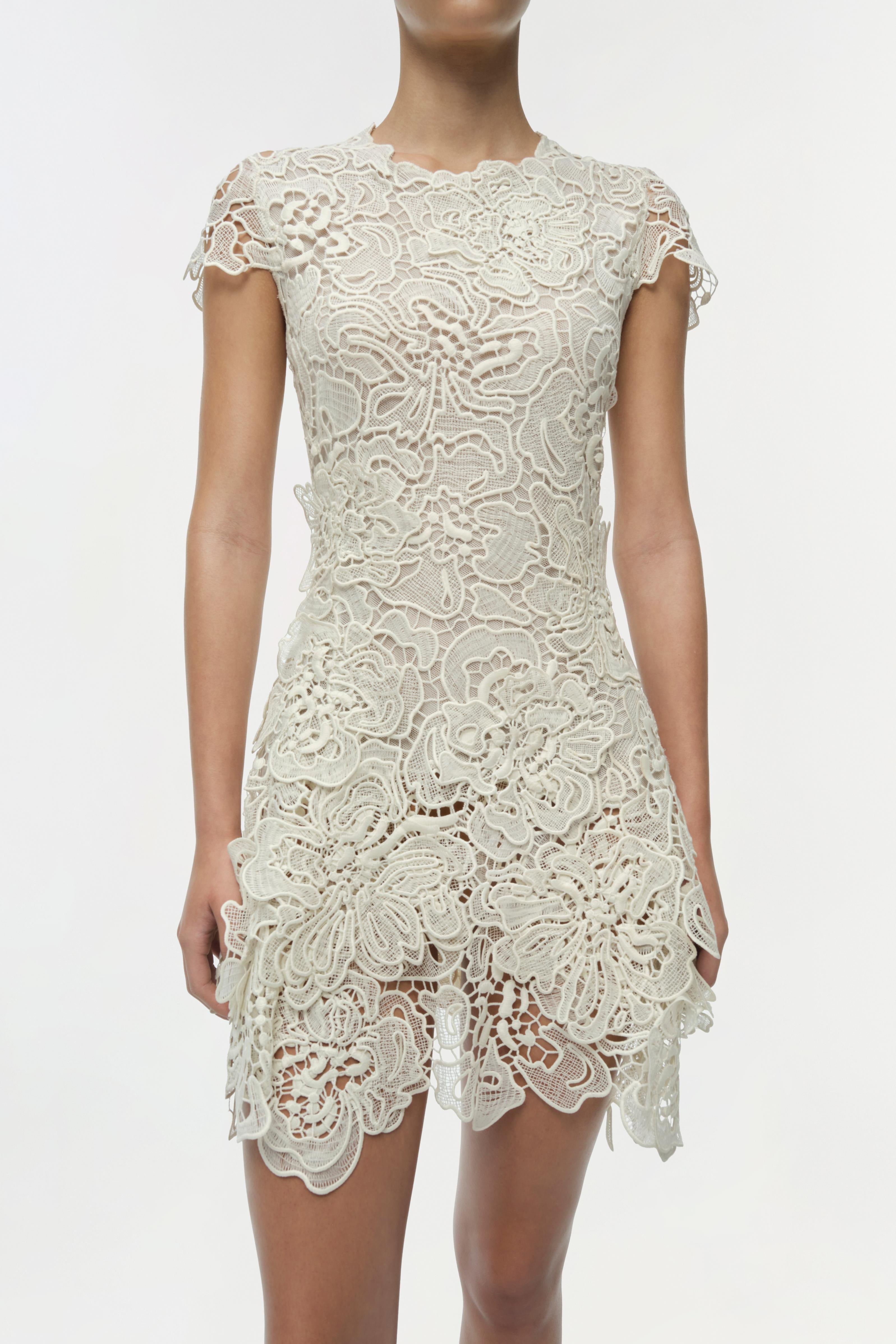 SIMKHAI Women's Novelle Lace Mini Dress - White - Size XS SIMKHAI Women's Novelle Lace Mini Dress - White - Size XS