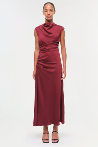 Burke Draped Satin Midi Dress