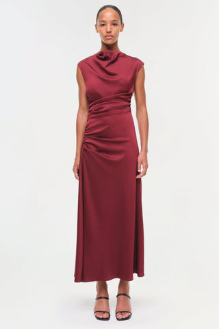 Burke Draped Satin Midi Dress