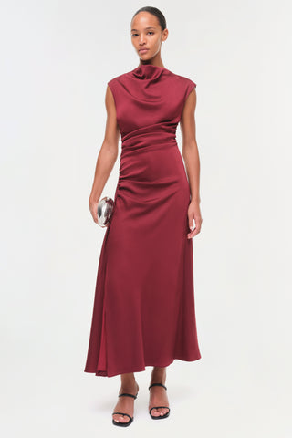 Burke Draped Satin Midi Dress