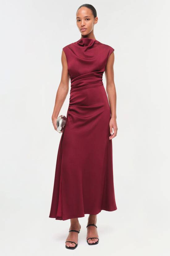 Burke Draped Satin Midi Dress