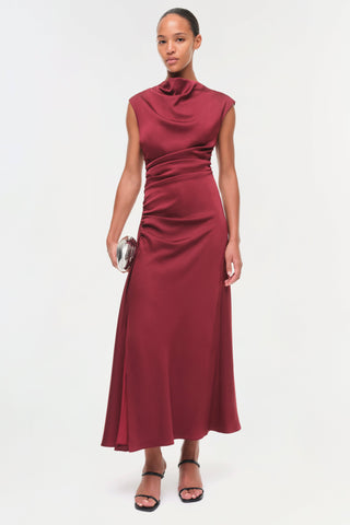 Burke Draped Satin Midi Dress