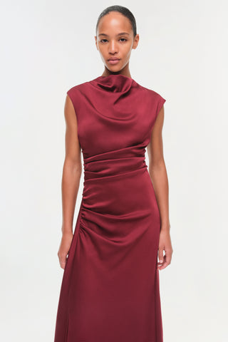 Burke Draped Satin Midi Dress