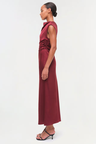 Burke Draped Satin Midi Dress