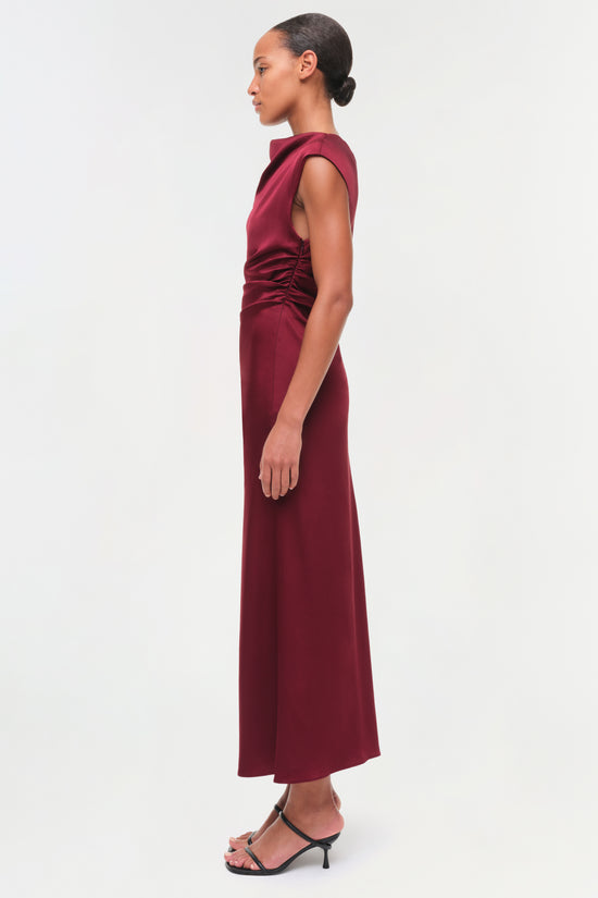 Burke Draped Satin Midi Dress