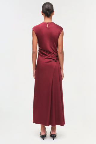 Burke Draped Satin Midi Dress