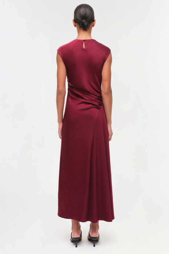 Burke Draped Satin Midi Dress