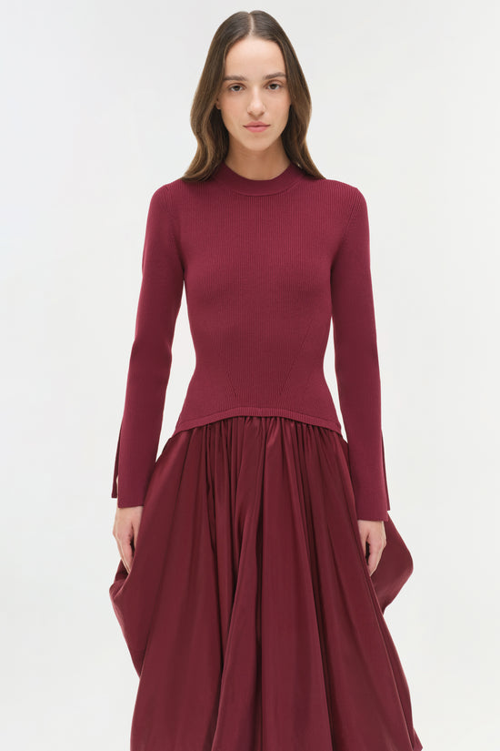Kenlie Taffeta Knit Midi Dress