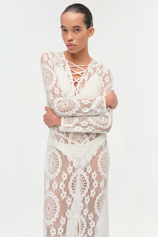 Hawthorne Lace Up Midi Dress