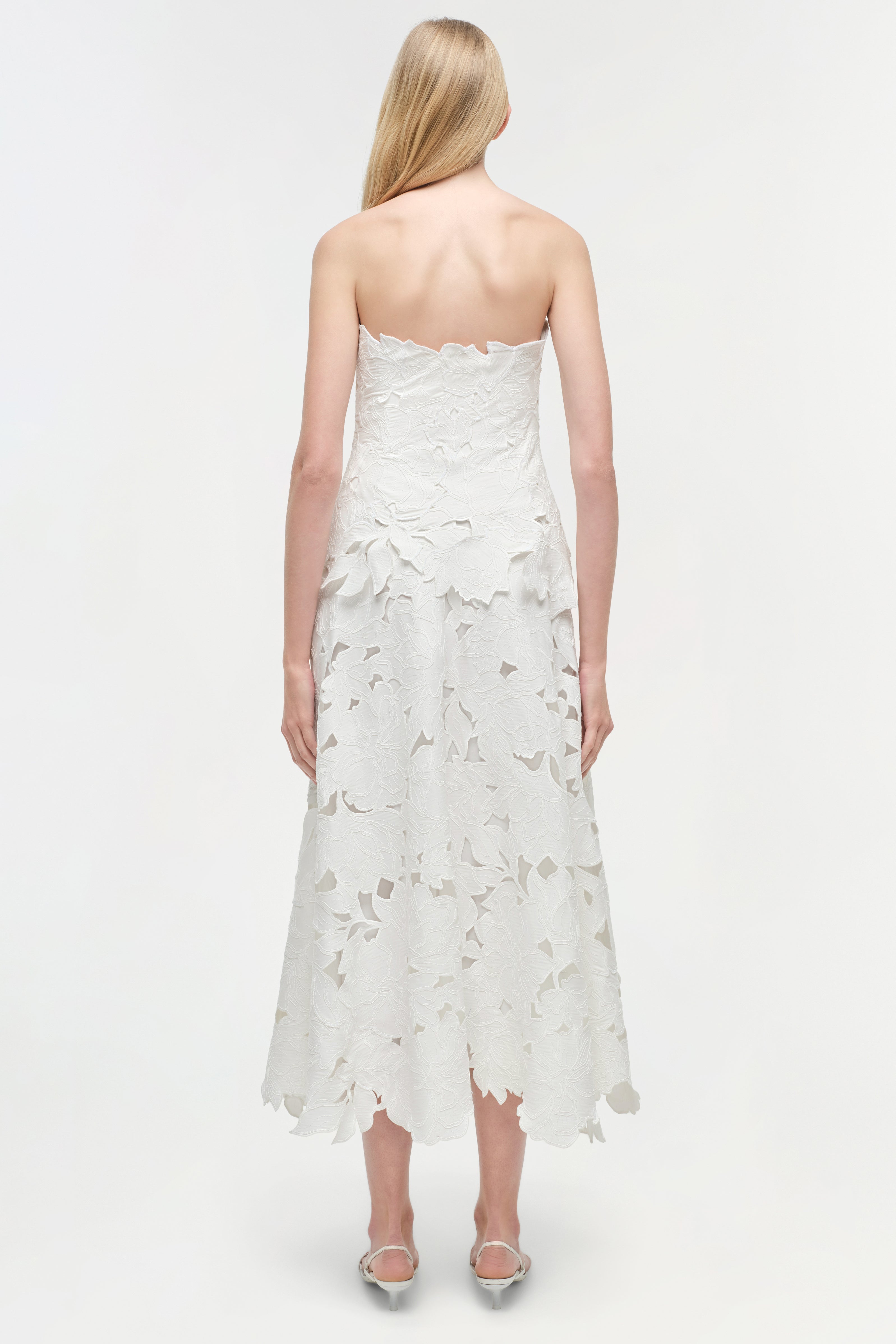 SIMKHAI Women's Audrey Embroidered Midi Dress in White, Size 2 SIMKHAI Women's Audrey Embroidered Midi Dress in White, Size 2