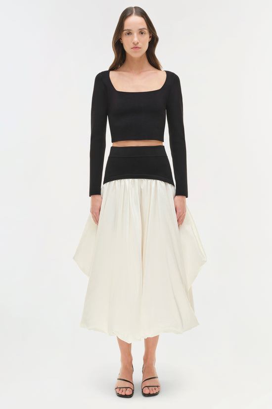 Corinn Taffeta Knit Midi Skirt