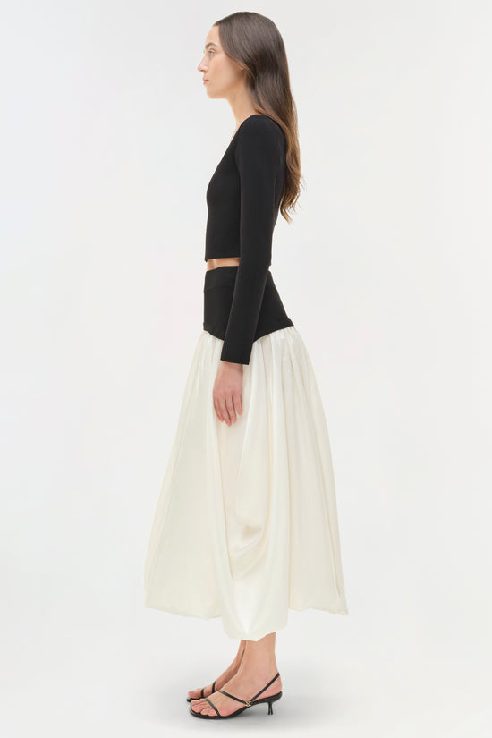 Corinn Taffeta Knit Midi Skirt