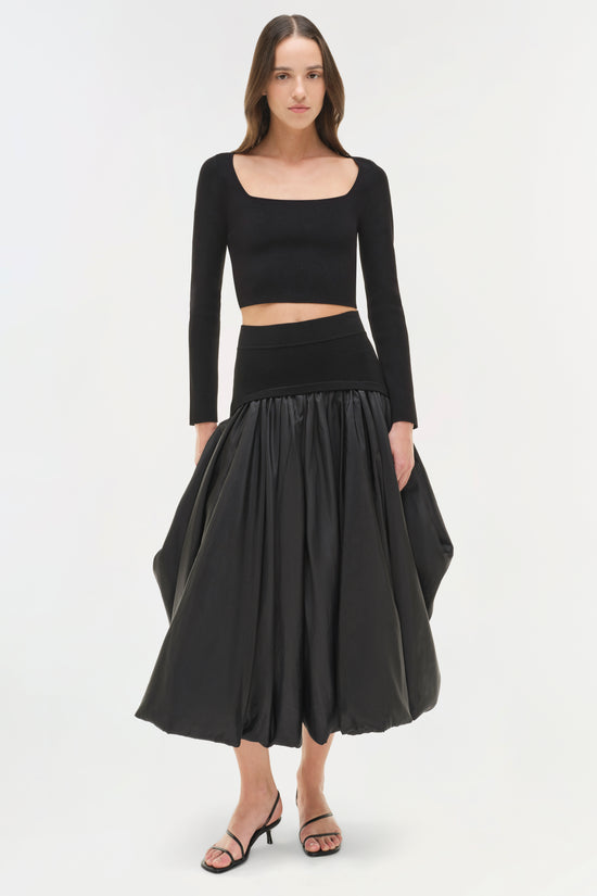 Corinn Taffeta Knit Midi Skirt